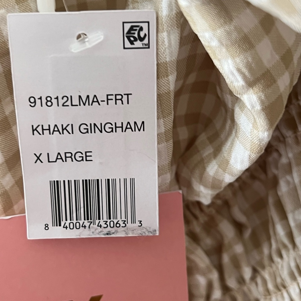 Leyden cream white Gingham Smocked Mini long sleeve Dress women’s XL - Picture 10 of 11